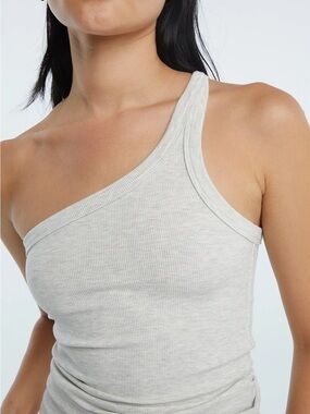 The Line by K One-Shoulder driss Tank in Light Gray